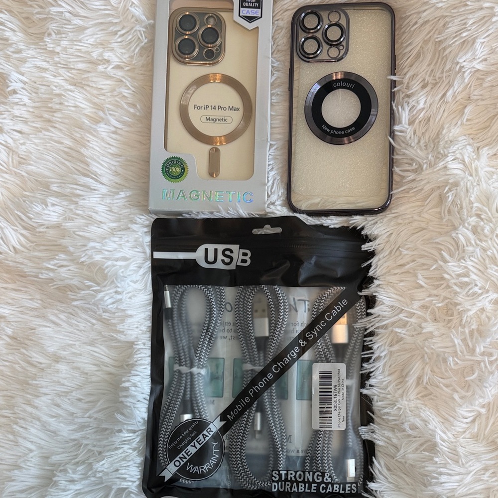 Magnetic iPhone 14 Pro Max Case with USB Cables